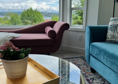 ridge house living room with mountain view